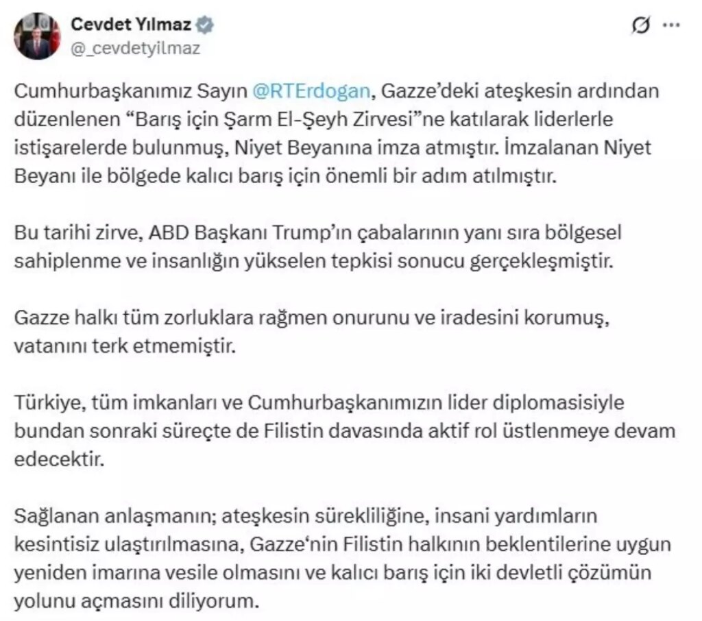 cevdet yilmaz turkiye filistin davasinda aktif rol ustlenecek SxBA4Nxv.jpg