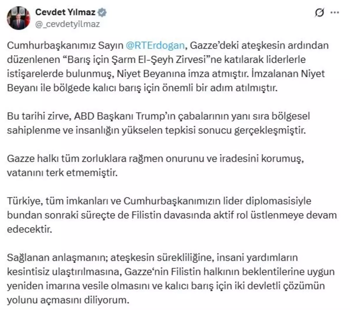 cevdet yilmaz turkiye filistin davasinda aktif rol ustlenecek SxBA4Nxv.jpg