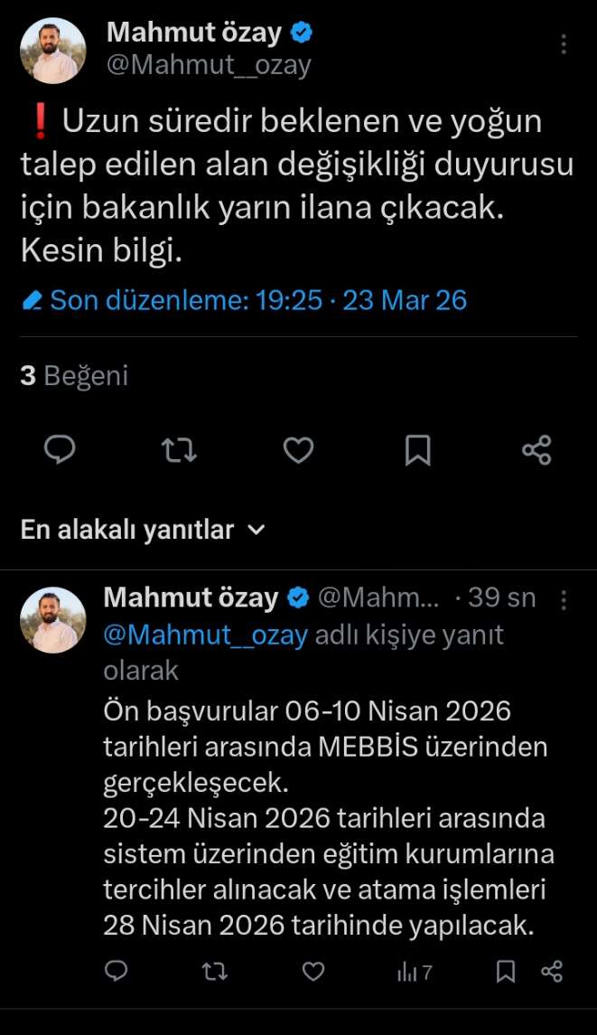 2026 Öğretmen Alan Değişikliği Tarihleri Açıklandı